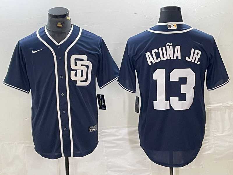 Men%27s San Diego Padres #13 Ronald Acuna Jr Navy Blue Cool Base Stitched Baseball Jerseys
